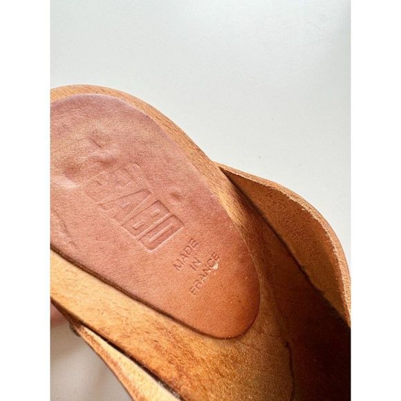 BOSABO Brown Leather Studded Wood Platform Heeled Clogs, Size 37 - Picture 14 of 15
